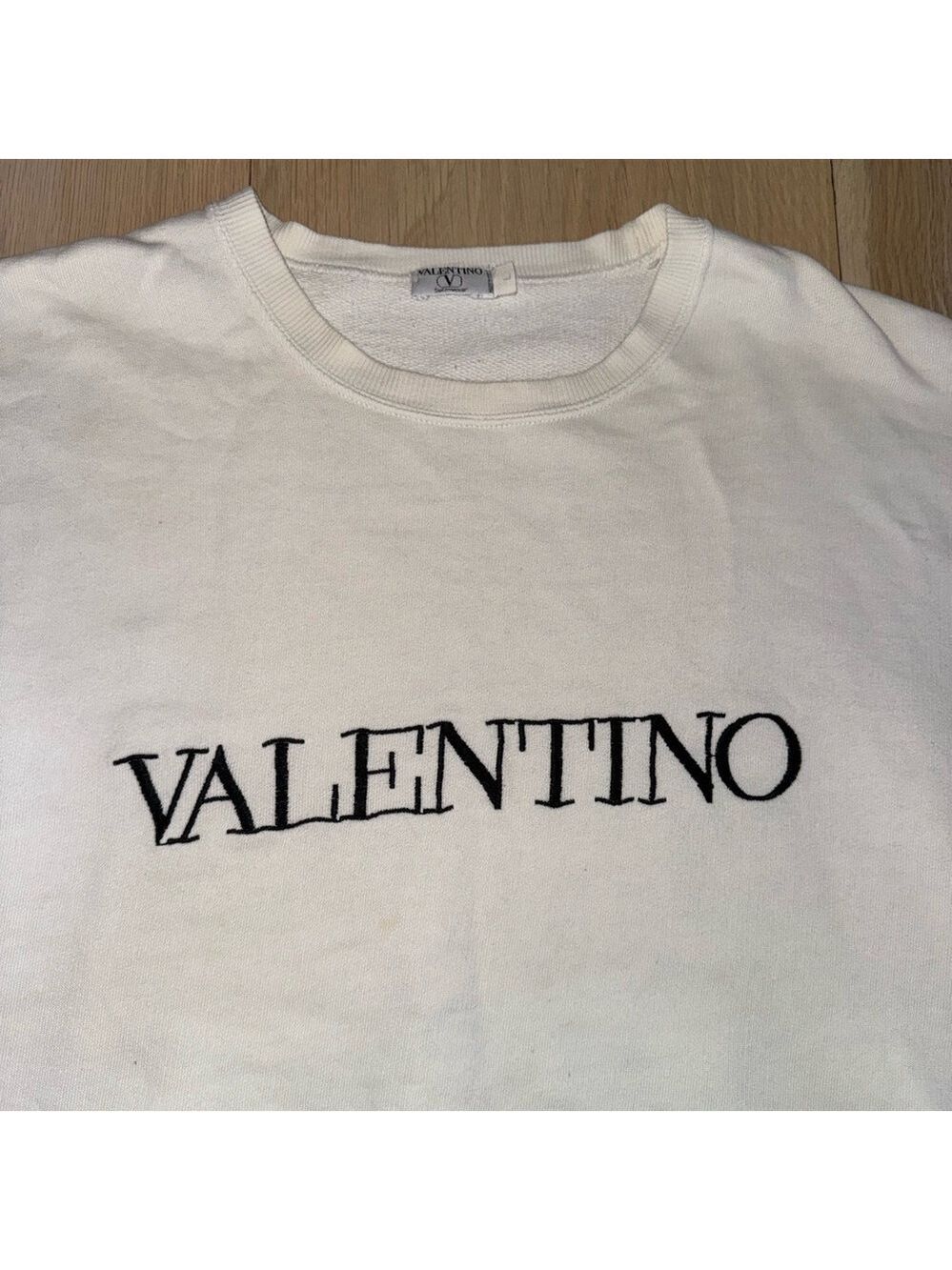 Valentino Swimwear Vintage Off White Sweatshirt Size Large - Picture 3 of 11